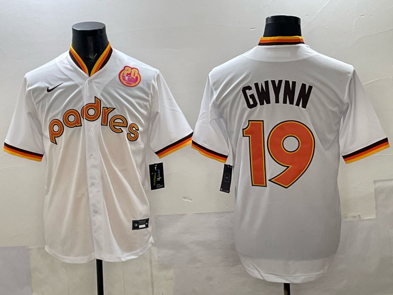 Men 2025 San Diego Padres #19 Gwynn white Nike MLB Jersey 006